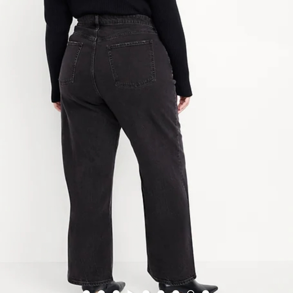 Old Navy Curvy Extra High-Waisted Wide-Leg Jeans Black Wash 26W NWT - Picture 2 of 10
